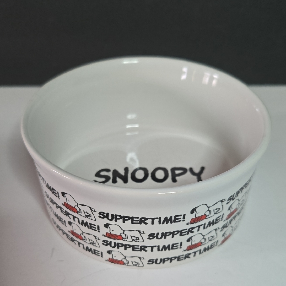Gibson Peanuts Snoopy White Suppertime Ceramic Pet Food Dish